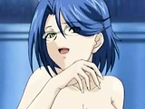 Blue haired hentai bitch in glasses